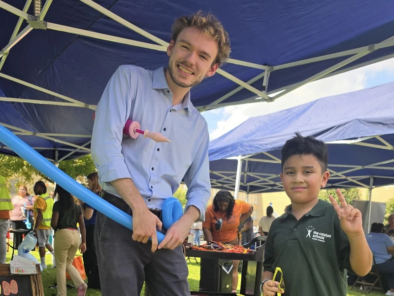 Michael Romani at a Chicago school event